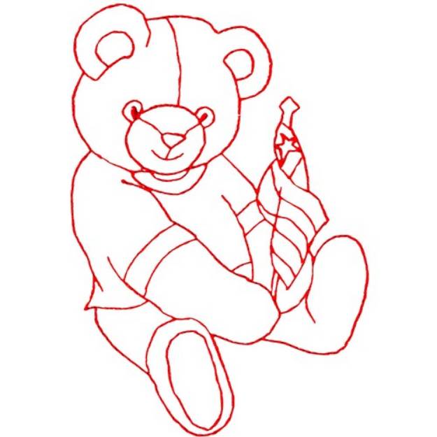 Picture of Bear with flag Machine Embroidery Design