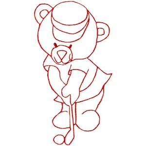 Picture of Golfing Bear Ragwork Machine Embroidery Design