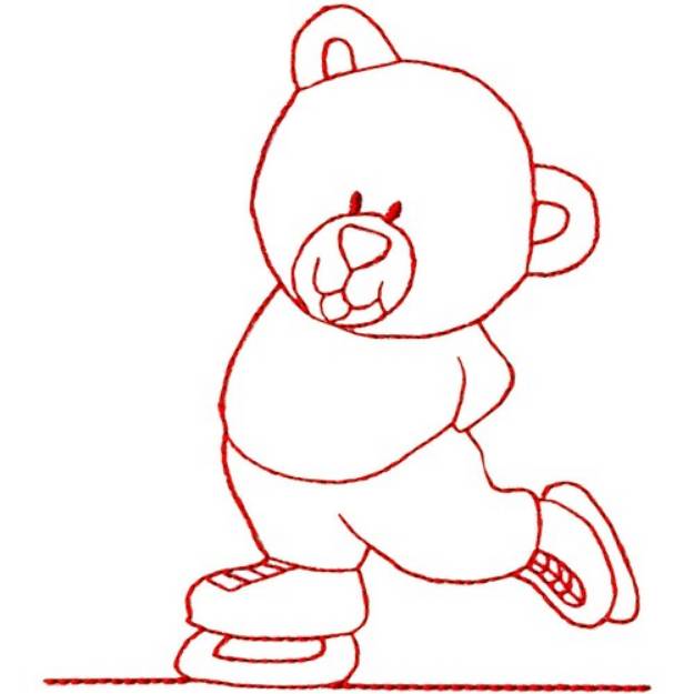Picture of Skating Bear Ragwork Machine Embroidery Design