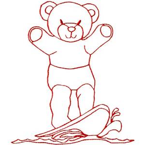 Picture of Surfing Bear Ragwork Machine Embroidery Design