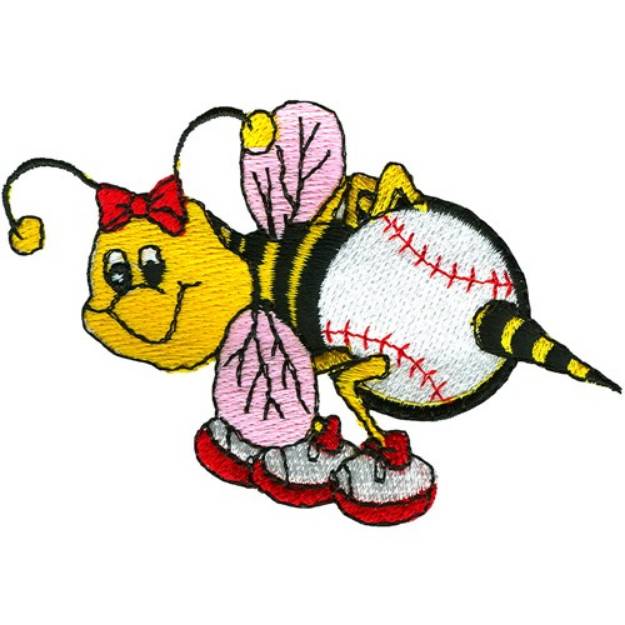 Picture of Softball Bee Machine Embroidery Design