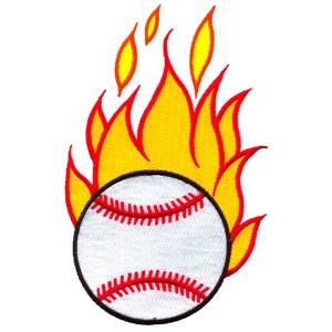 Picture of Baseball with Flames Machine Embroidery Design