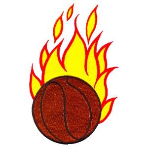 Picture of Basketball with Flames Machine Embroidery Design