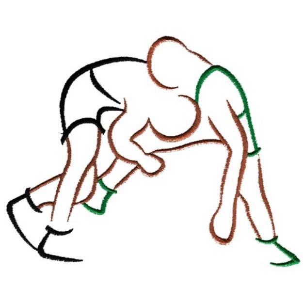 Picture of Wrestlers Outline Machine Embroidery Design