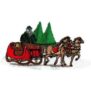 Picture of Santa on Sleigh Machine Embroidery Design