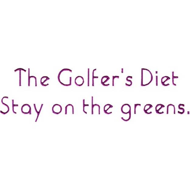 Picture of Golfers Diet Machine Embroidery Design