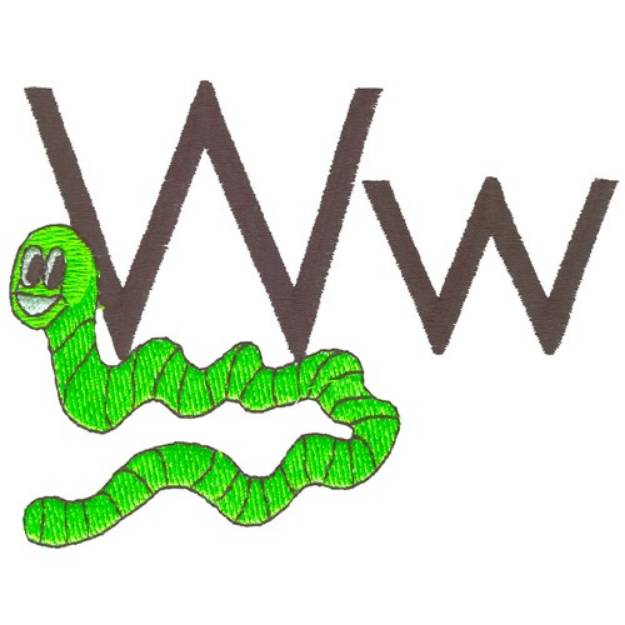 Picture of W is for Worm Machine Embroidery Design