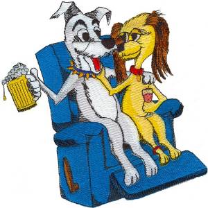 Picture of Lounging dogs Machine Embroidery Design