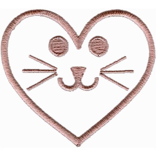 Picture of Heart Cat Face Machine Embroidery Design