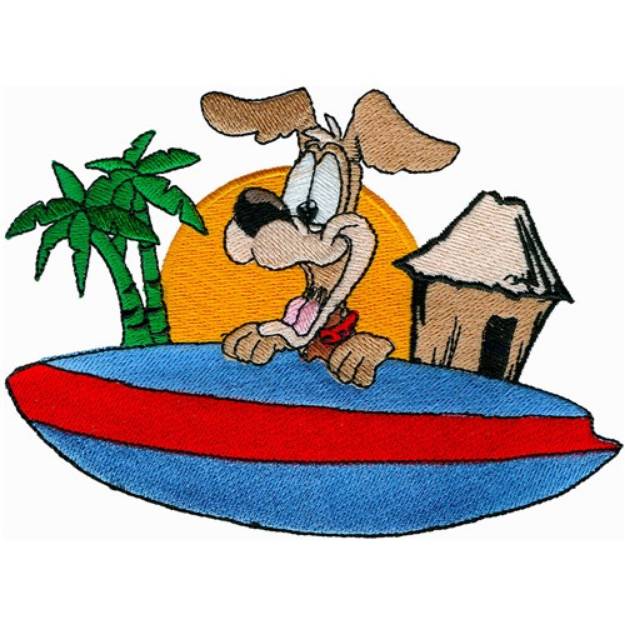 Picture of Surfer Dog Machine Embroidery Design