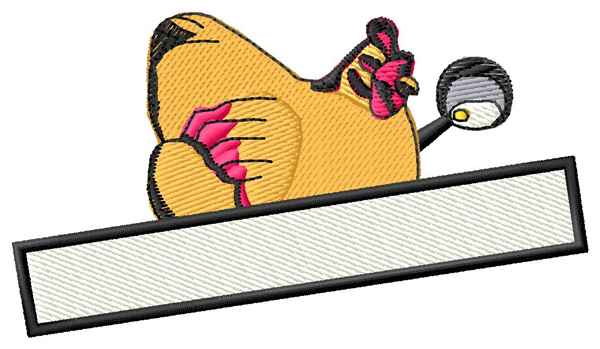 Chicken With Banner Machine Embroidery Design