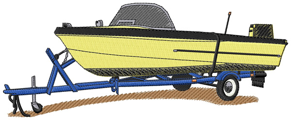 Boat and Trailer Machine Embroidery Design