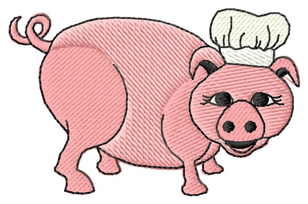 Chef Pig Machine Embroidery Design