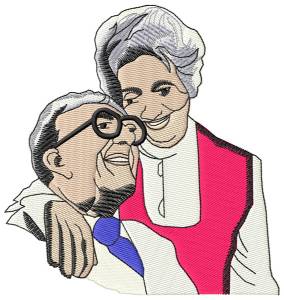 Picture of Elderly Couple Machine Embroidery Design