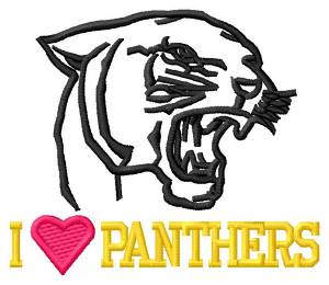 Picture of I Love Panthers Machine Embroidery Design