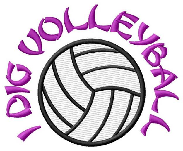 Picture of I Dig Volleyball Machine Embroidery Design