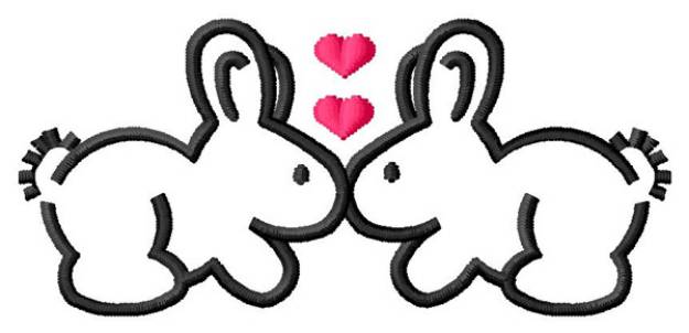 Picture of Kissing Bunnies Machine Embroidery Design
