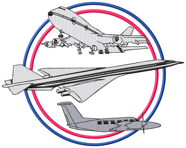 Airplane Logo Machine Embroidery Design