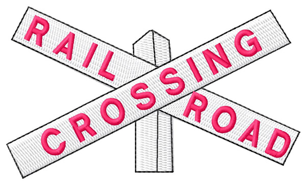 Railroad Crossing Sign Machine Embroidery Design