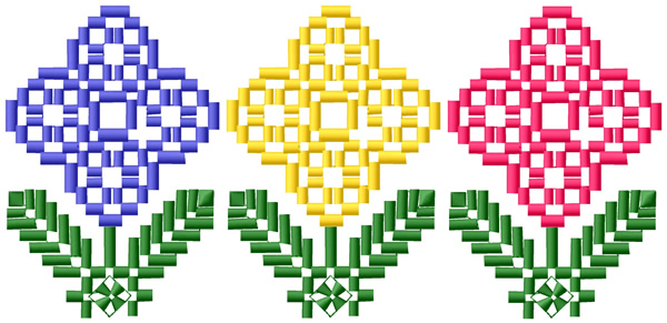 Three Flowers Machine Embroidery Design
