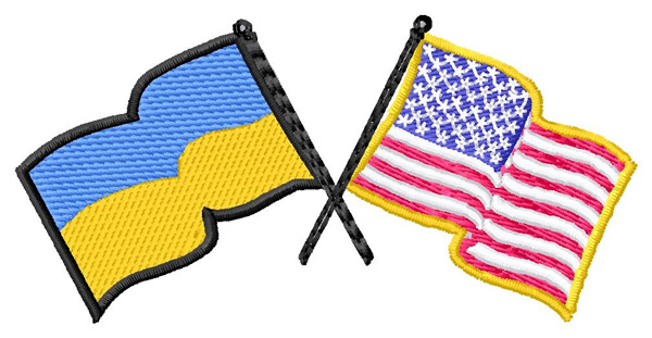 Crossed American and Ukrainian Flags Machine Embroidery Design