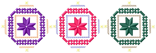 Three Diagonal Squares Machine Embroidery Design