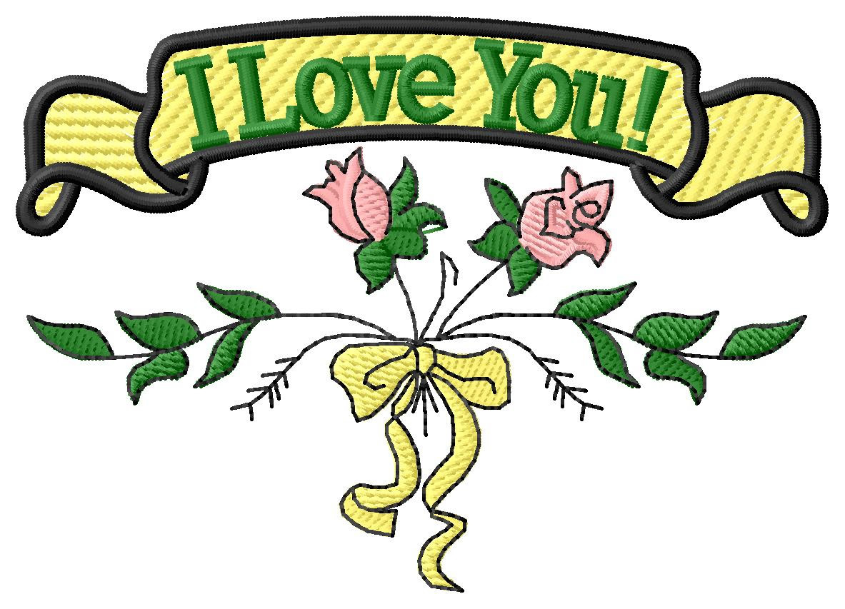 I Love You! Machine Embroidery Design