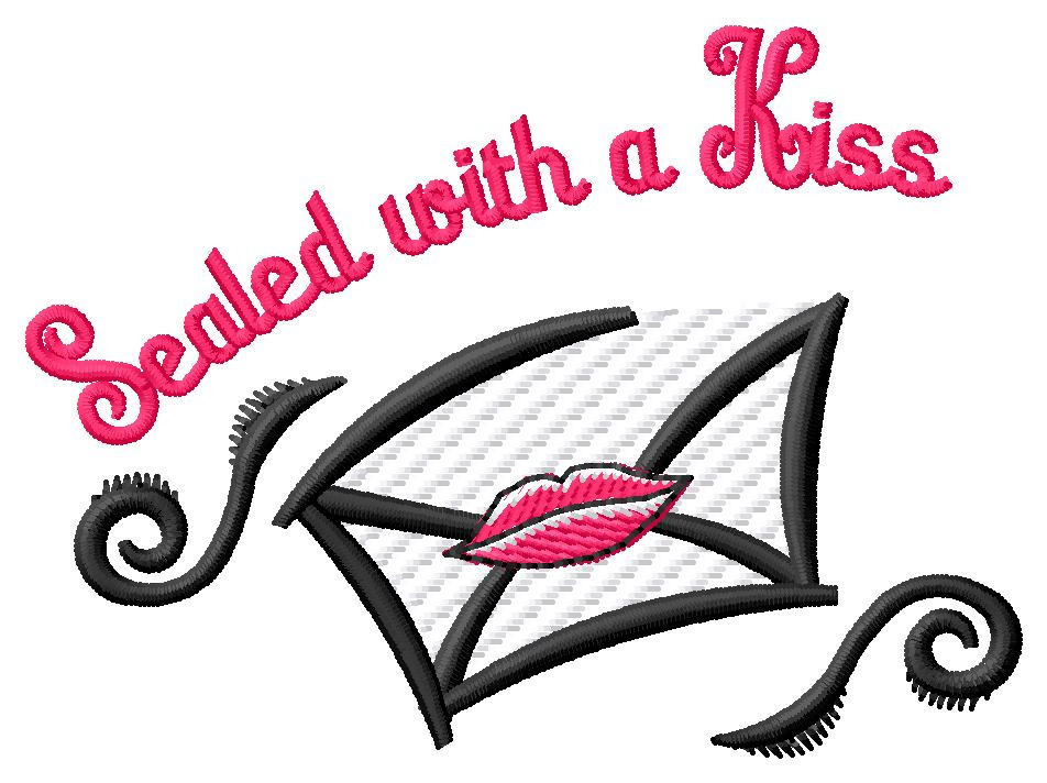 Sealed with a Kiss Machine Embroidery Design