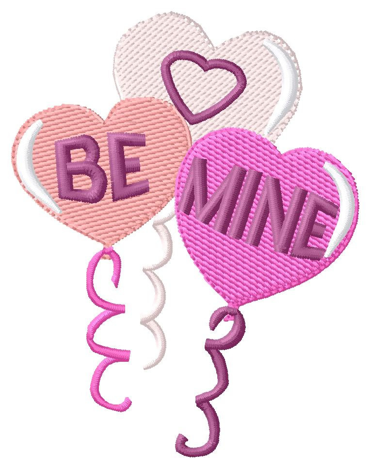 Be Mine Balloons Machine Embroidery Design