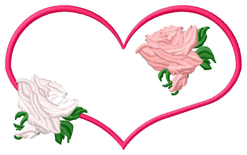 Heart & Roses Machine Embroidery Design