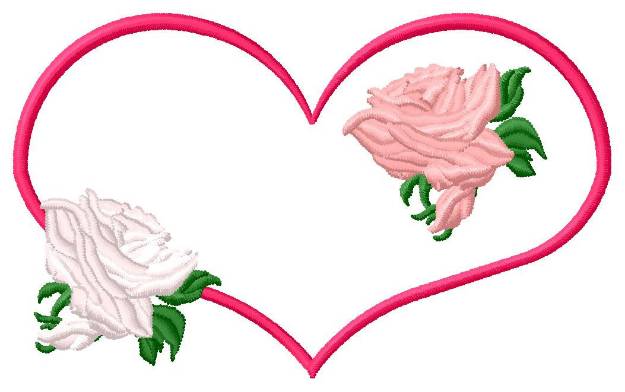 Picture of Heart & Roses Machine Embroidery Design