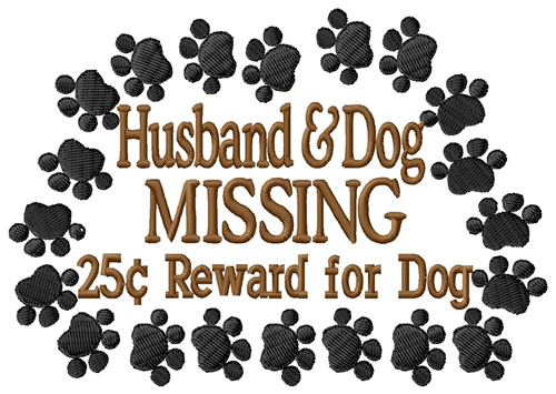 Husband & Dog Missing Machine Embroidery Design