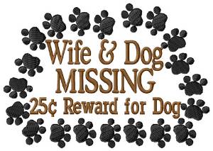 Picture of Wife & Dog Missing Machine Embroidery Design