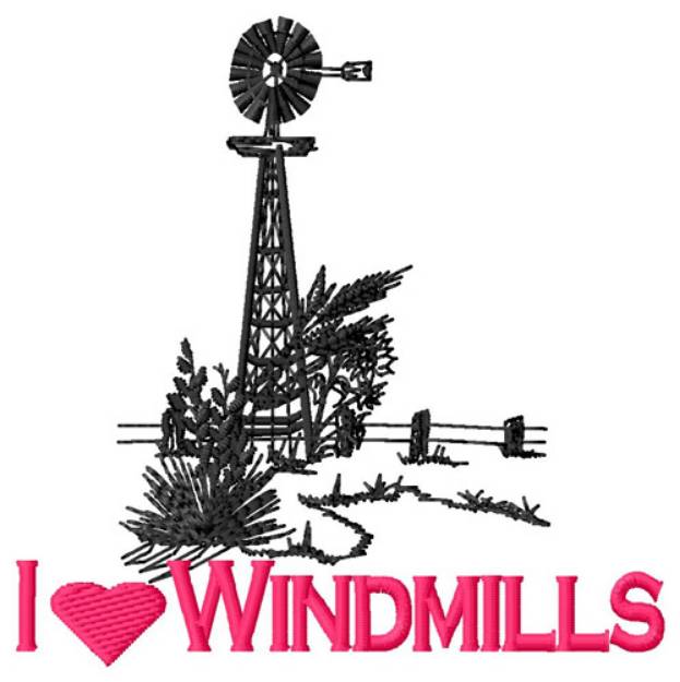 Picture of I Love Windmills Machine Embroidery Design