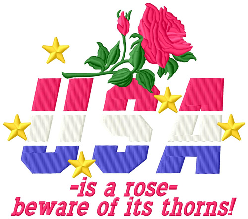 USA is a Rose Machine Embroidery Design