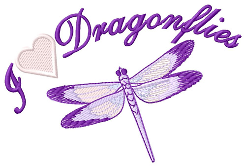 I Love Dragonflies Machine Embroidery Design