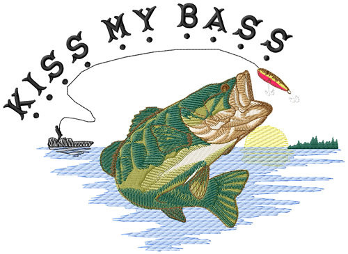 Kiss My Bass Machine Embroidery Design