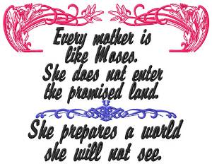 Picture of Mother is Like Moses Machine Embroidery Design