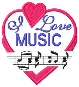 Picture of I Love Music Machine Embroidery Design