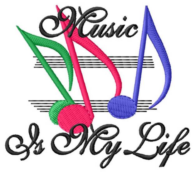 Picture of Music is My Life Machine Embroidery Design