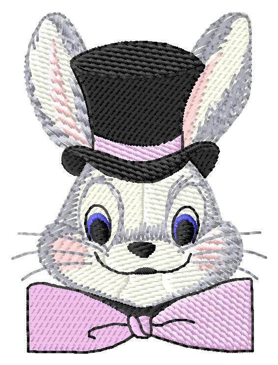 Rabbit Head Machine Embroidery Design