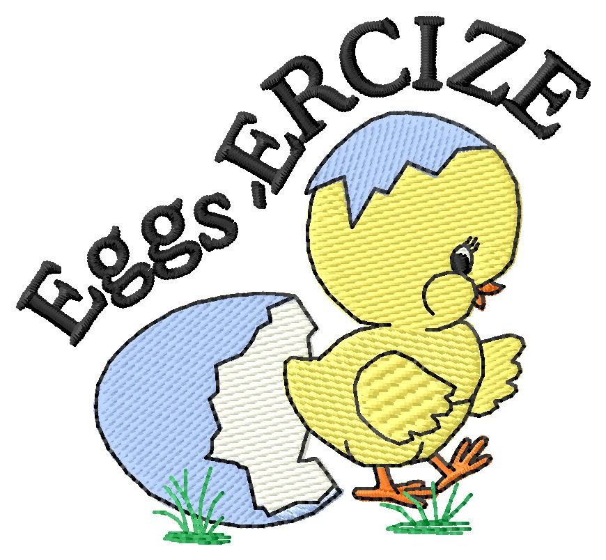 Eggs-ercize Machine Embroidery Design