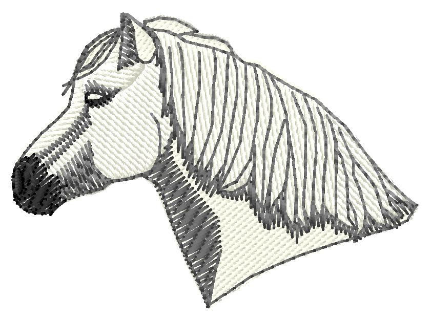 Highland Pony Head Machine Embroidery Design