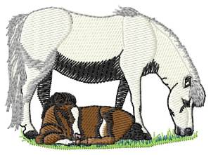 Picture of Miniature Pony Mom and Baby Machine Embroidery Design