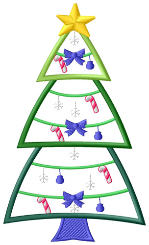 Applique Christmas Tree Machine Embroidery Design