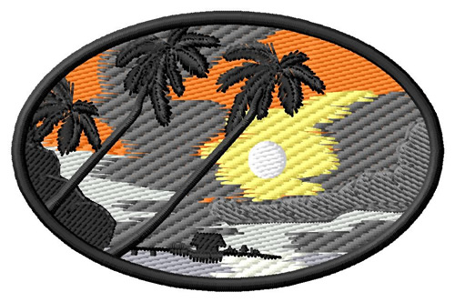 Palm Tree Scene Machine Embroidery Design