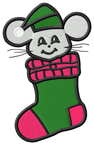 Mouse in Stocking Machine Embroidery Design