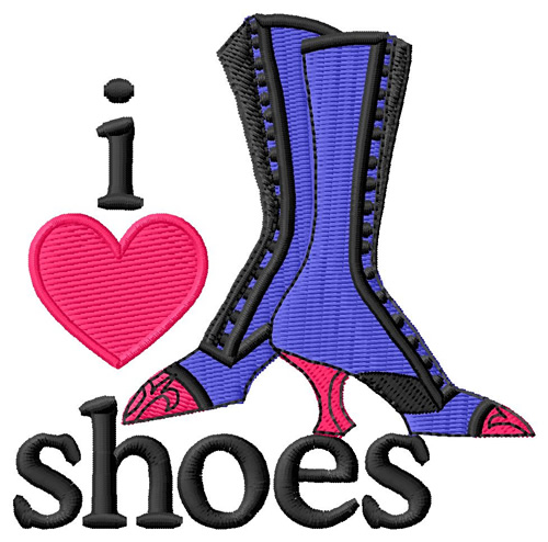 I Love Shoes/Boots Machine Embroidery Design