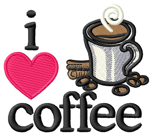 I Love Coffee/Cup Machine Embroidery Design