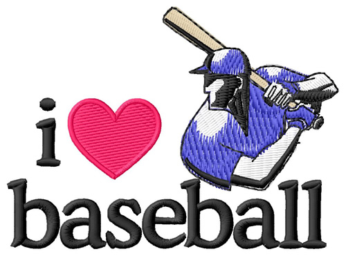 I Love Baseball/Batter Machine Embroidery Design